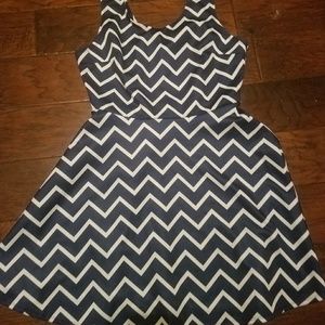 Navy and white chevron dress